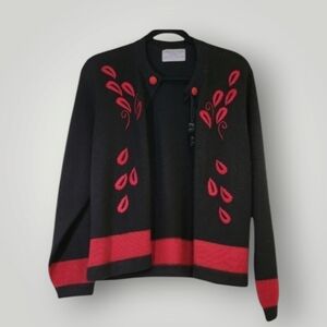Artesanias Alpaca Cardigan Womens L Open Front Embroidered Sweater Artisan Style